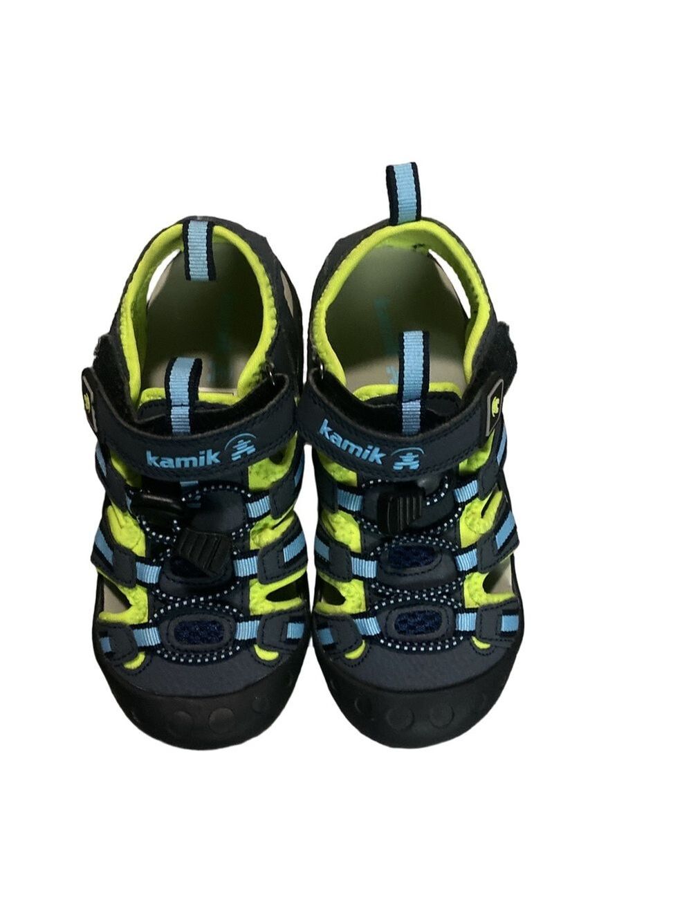 CRAB Kamik Kids' Black and Neon Green Water Shoes